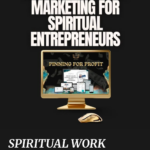 dark background graphic promoting organic pinterest marketing for spiritual entrepreneurs, text reading spiritual work meets profit