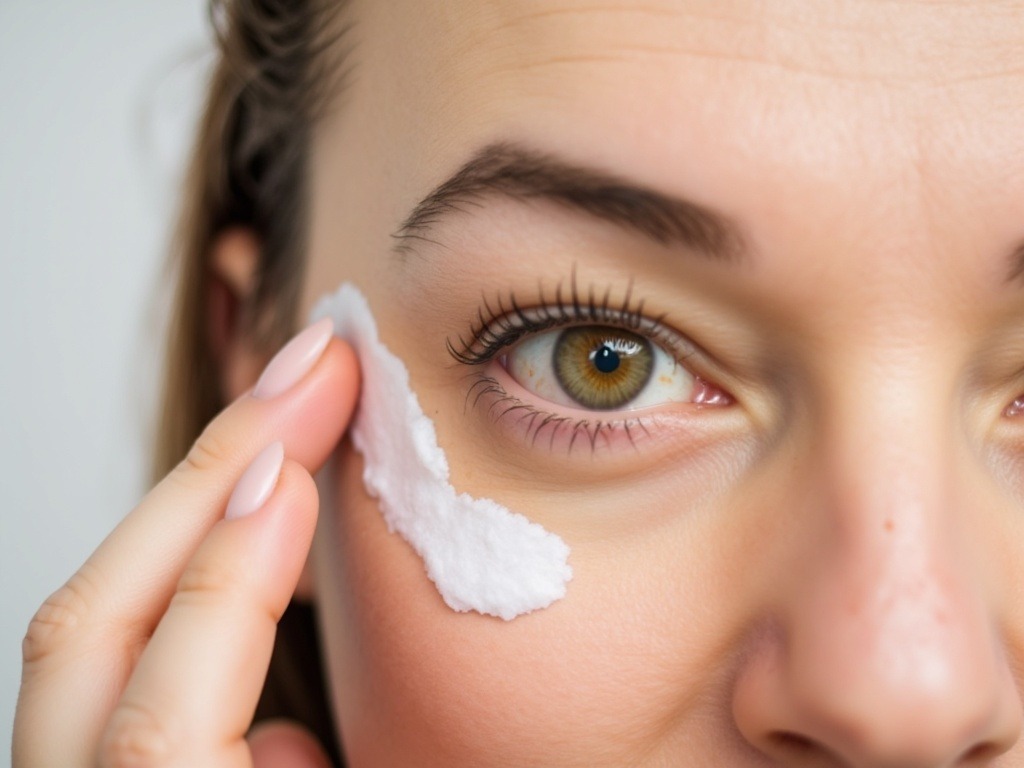 woman applying luxury eye cream woman applying luxury eye cream