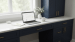 Modern home office workspace with laptop showing traffic growth, representing how SEO blog posts compound organic traffic over time
