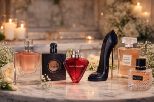 A collection of perfume bottles for date night
