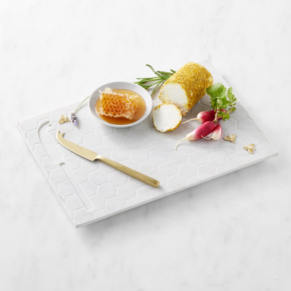 Honeycomb Marble Cheese Board with Cheese Knives | Williams Sonoma