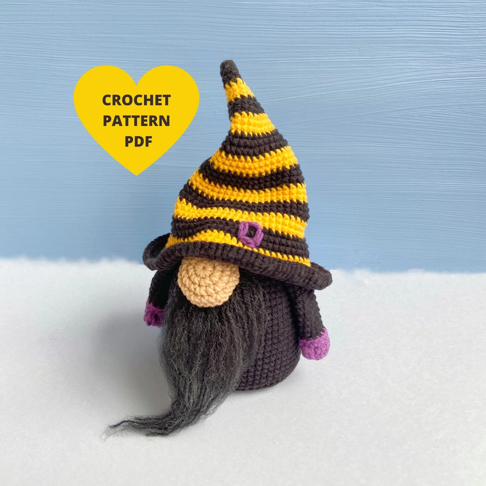 Witch Gnome Crochet Pattern for Halloween decor