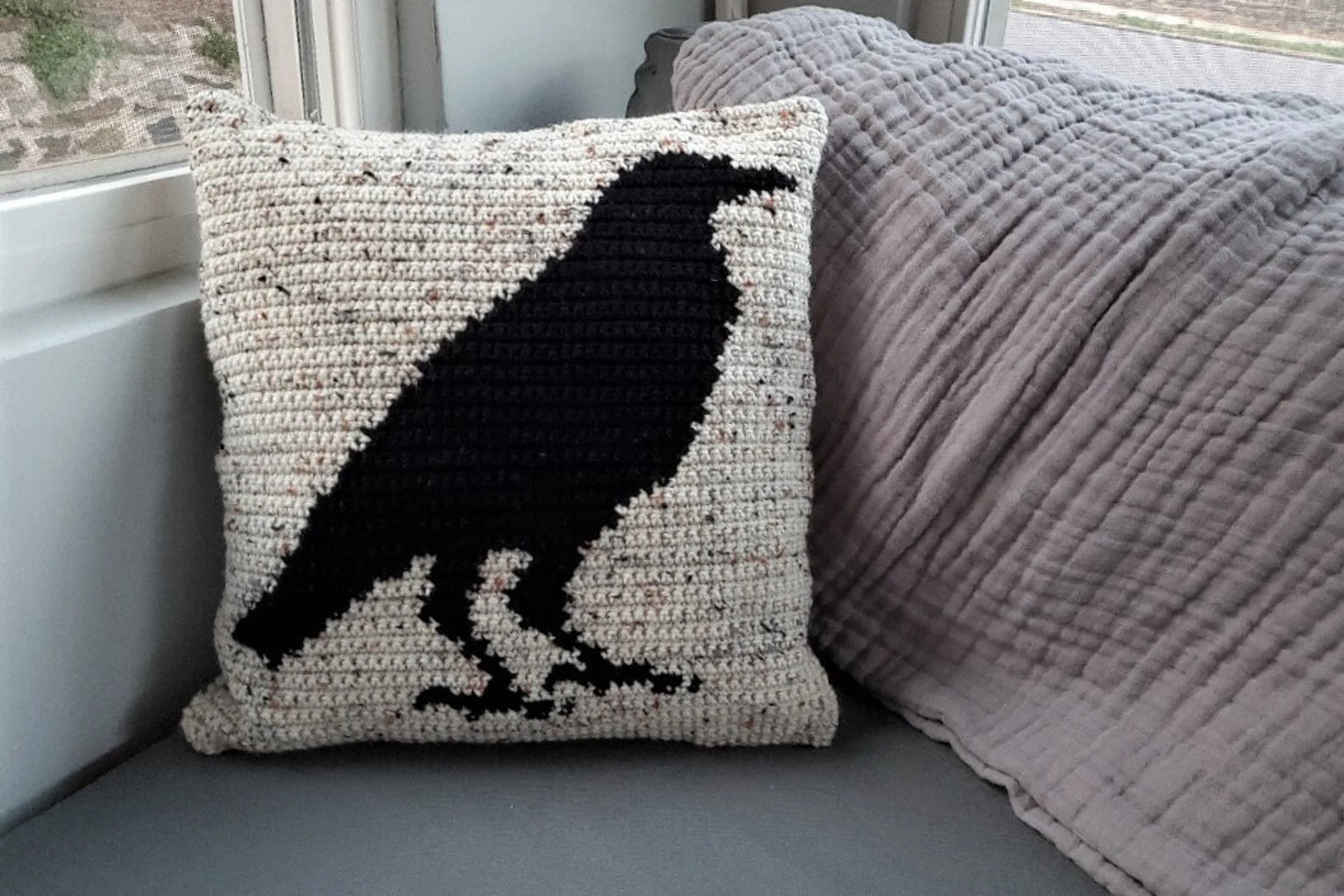 Crow Crochet Pillow Pattern