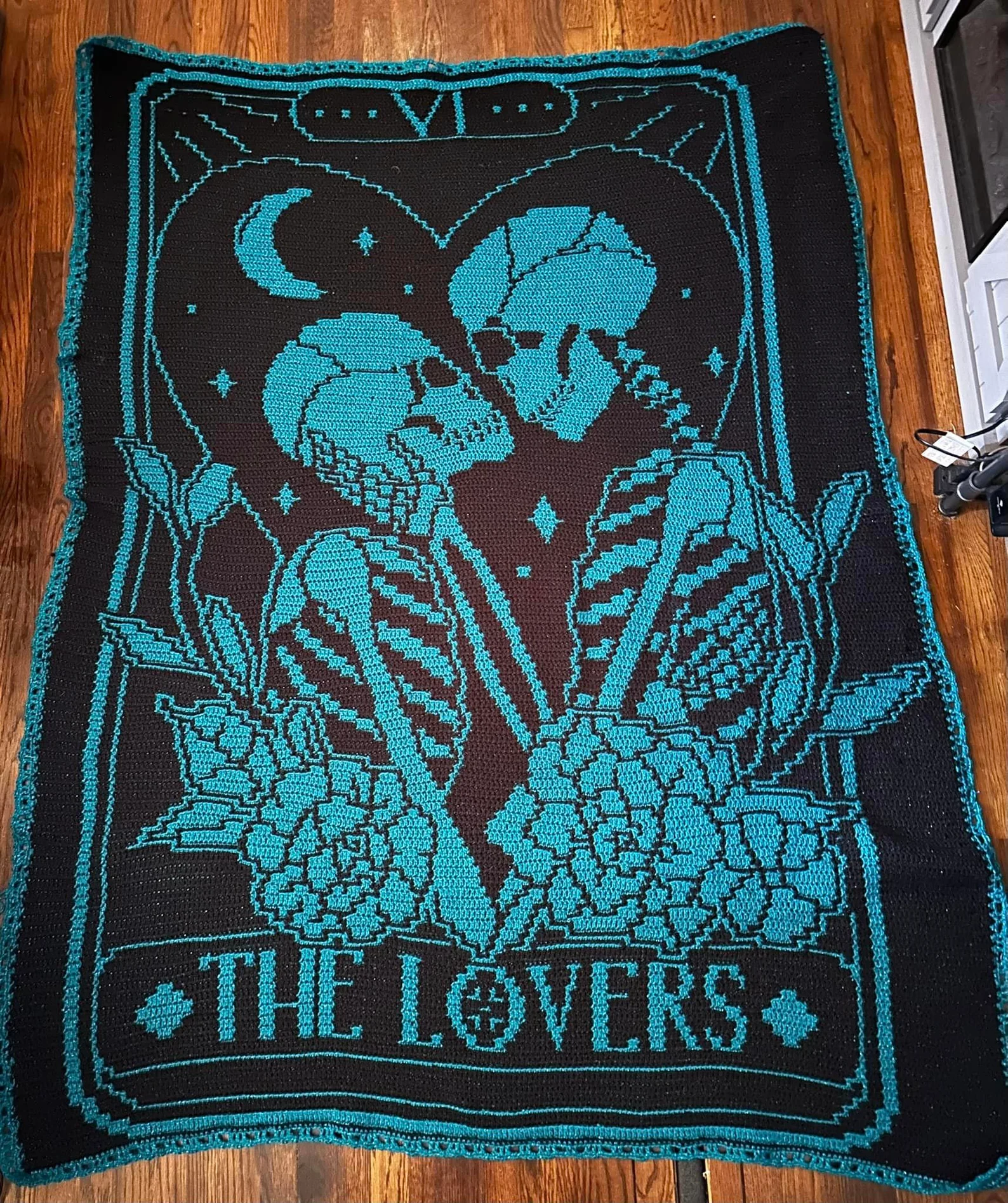 The Lovers Tarot Overlay Mosaic crochet blanket
