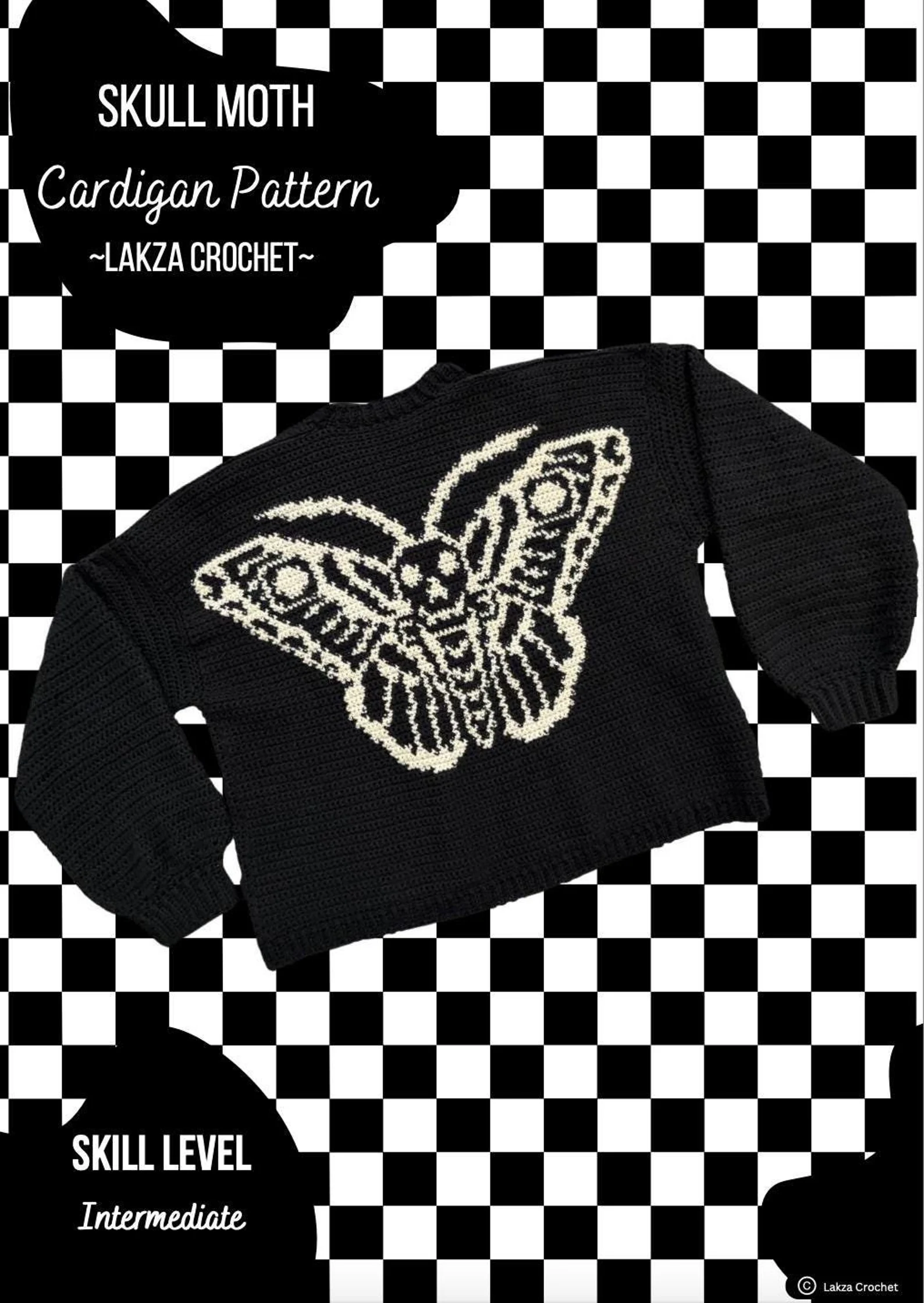 Skull Moth Cardigan Crochet Pattern