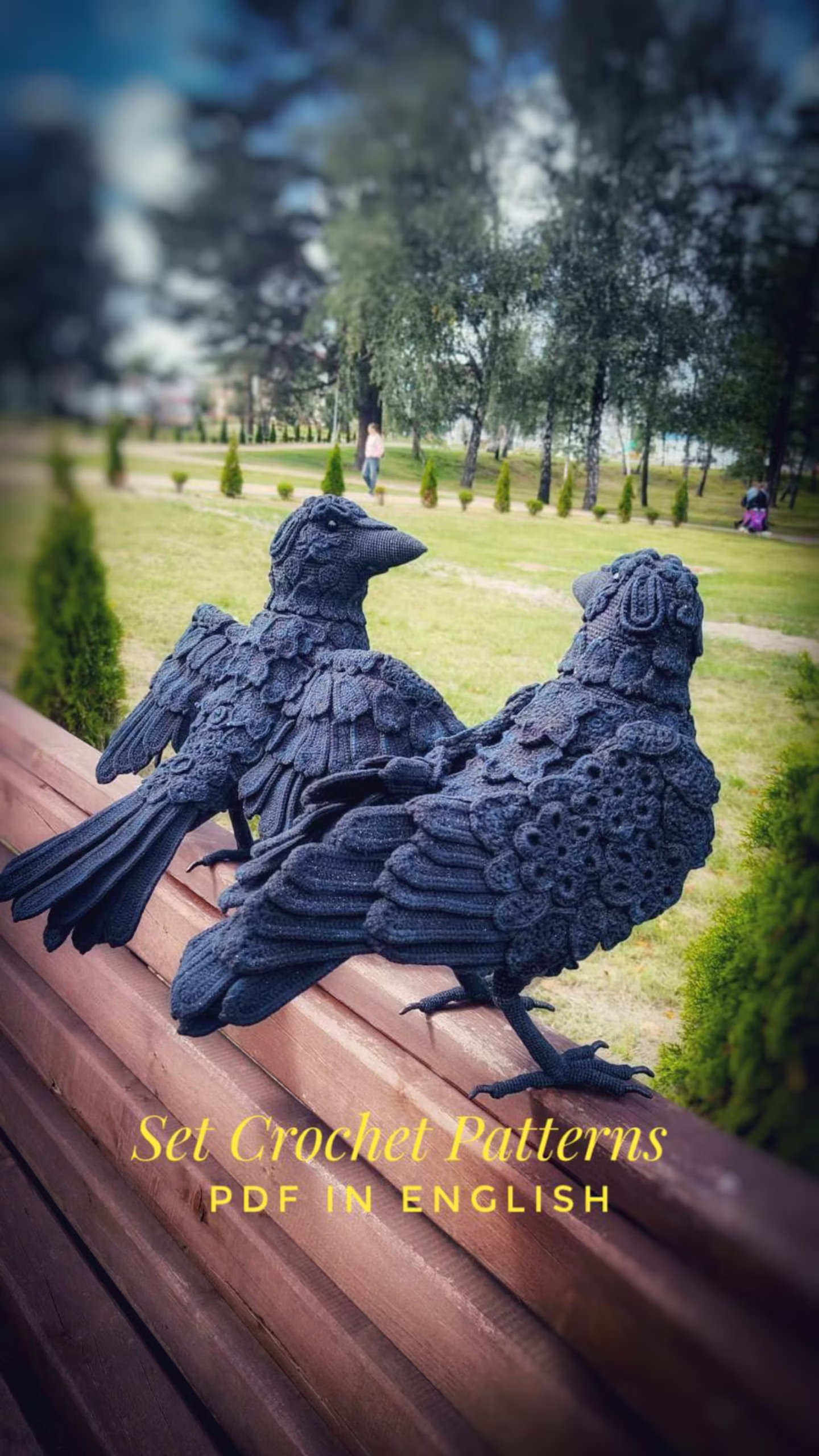 Set of Two Crochet Patterns: Ravens. Crochet tutorial patterns PDF