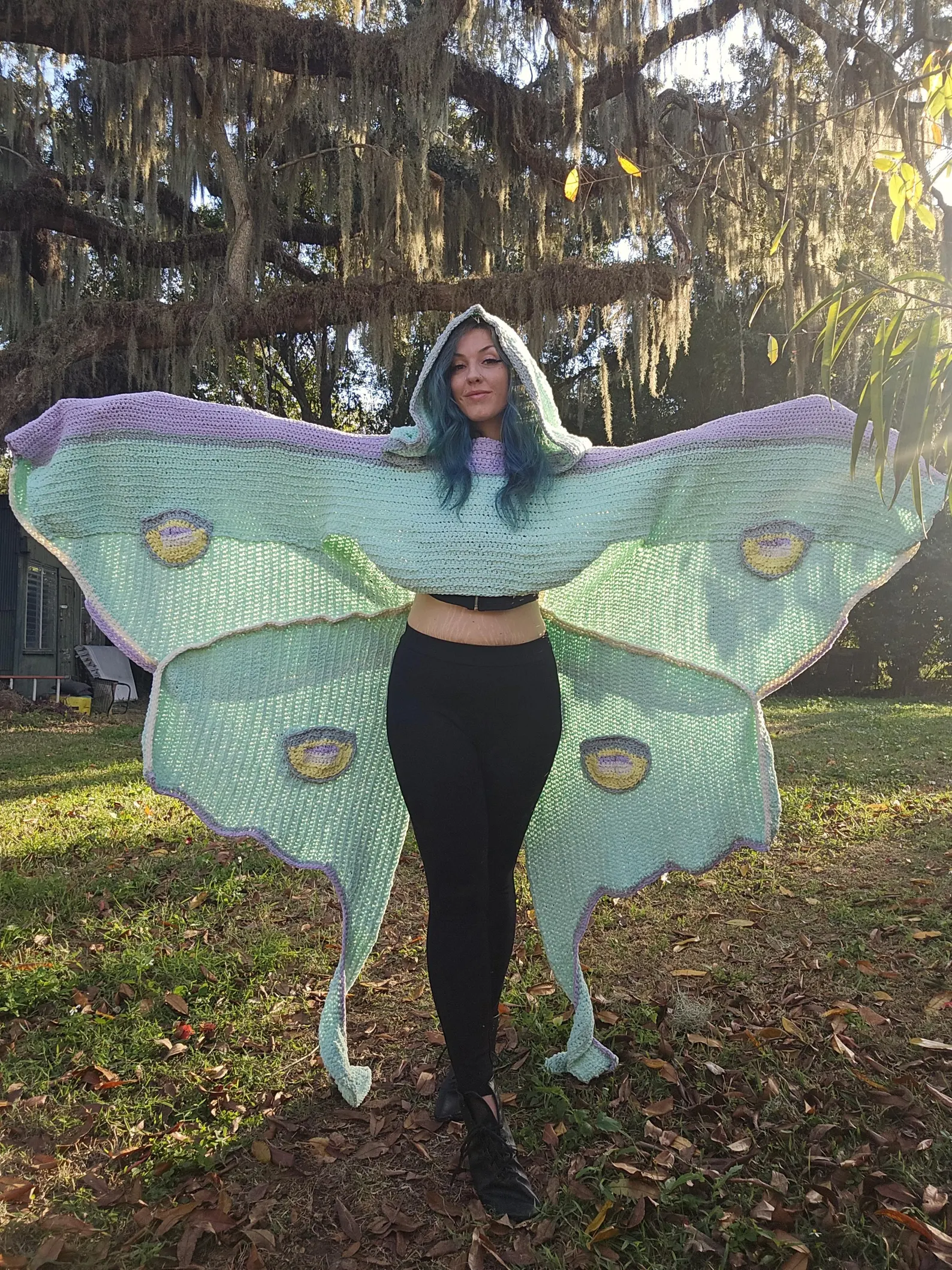 Luna Moth Crochet Cloak