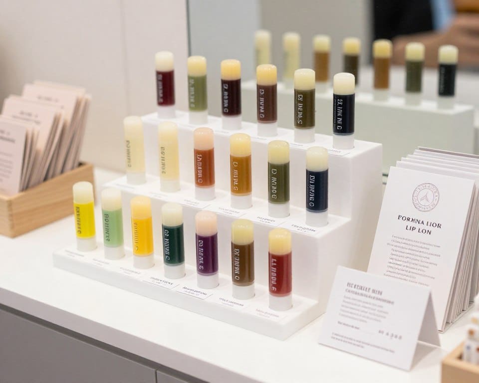 Professional small business lip balm display setup
