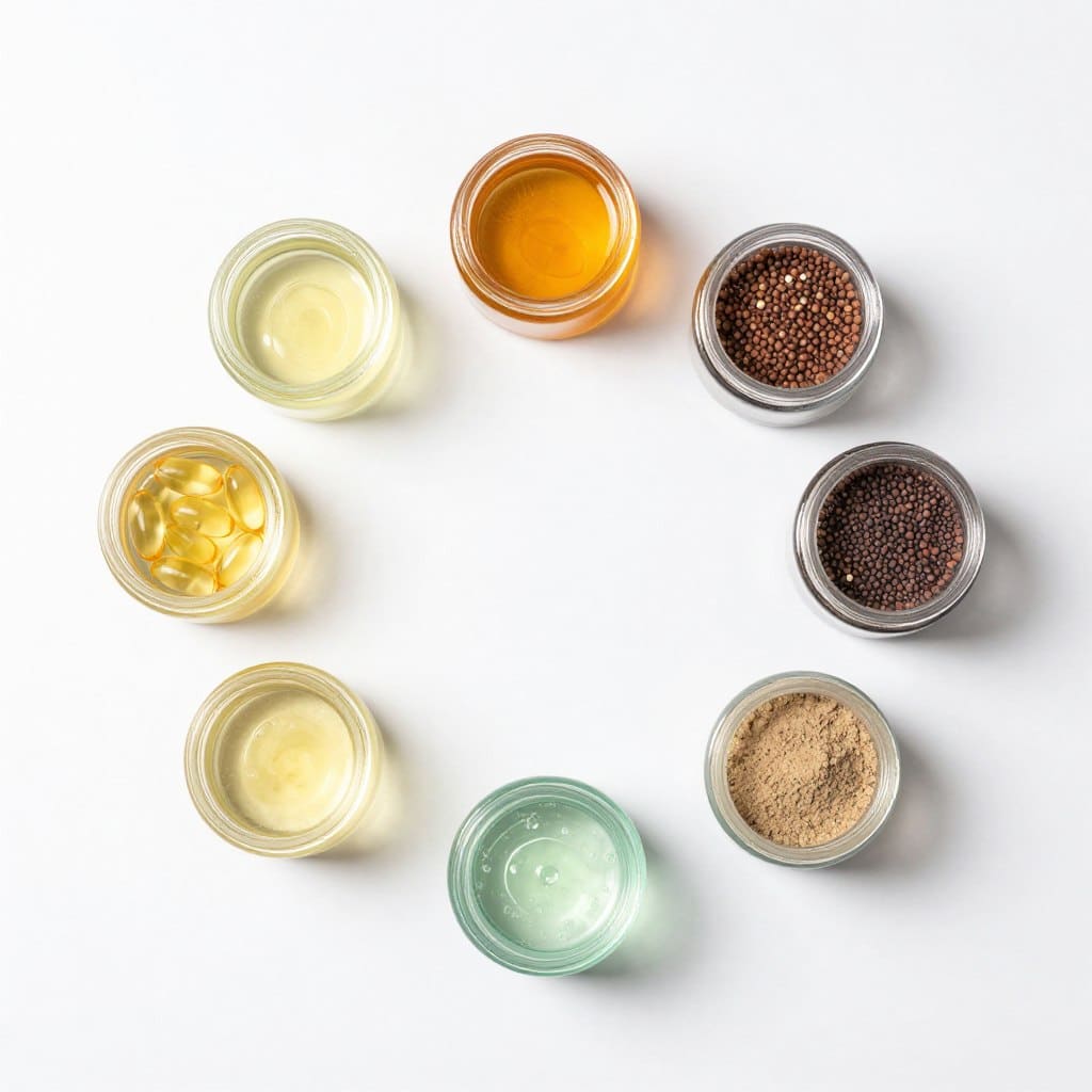Various lip balm add-in ingredients in small jars