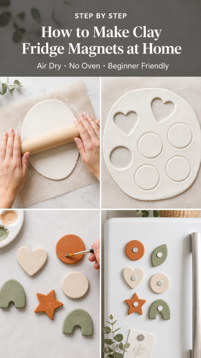 How to Make Air Dry Clay Fridge Magnets