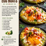 Three baked avocado egg boat halves nestled in a dark muffin tin, each filled with a runny baked egg, fresh pico de gallo, and scattered cilantro leaves, with lime wedges and a small bowl of pico styled in the background on a linen napkin.