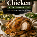 Juicy lemon garlic herb chicken served with fresh herbs and vegetables.