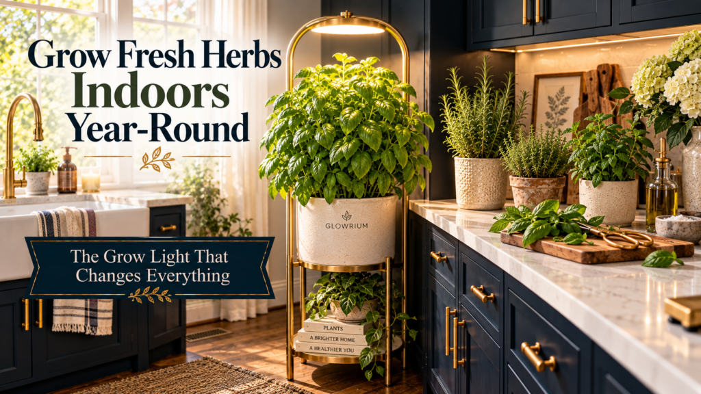 grow fresh herbs indoors with grow lights