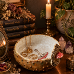 Handmade fairy mushroom ceramic trinket bowl with sculpted amanita for cottagecore mushroomcore decor